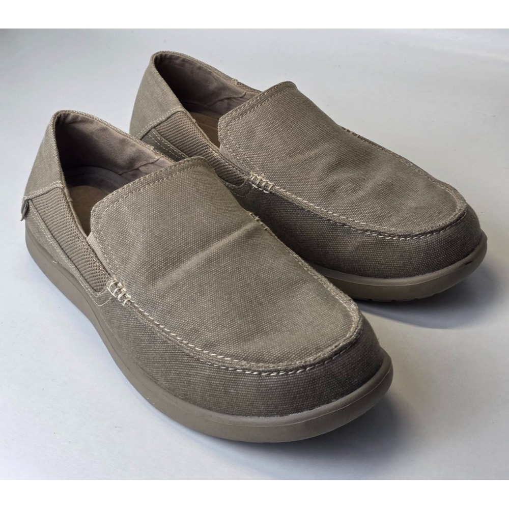 Crocs Santa Cruz 2 Men's Sneakers Size 12 Brown‎ Khaki Slip On Canvas Shoes - Picture 9 of 16
